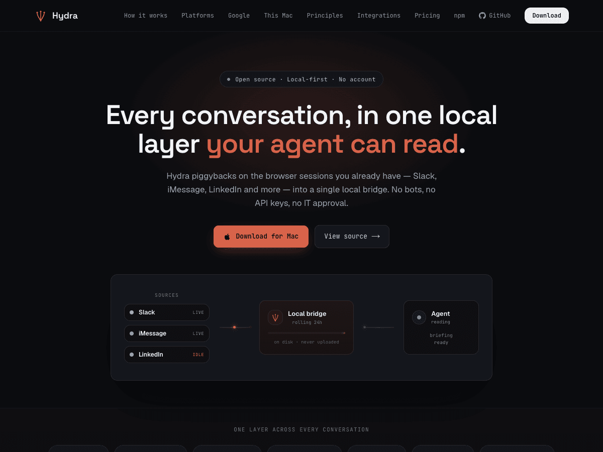 Hydra website screenshot