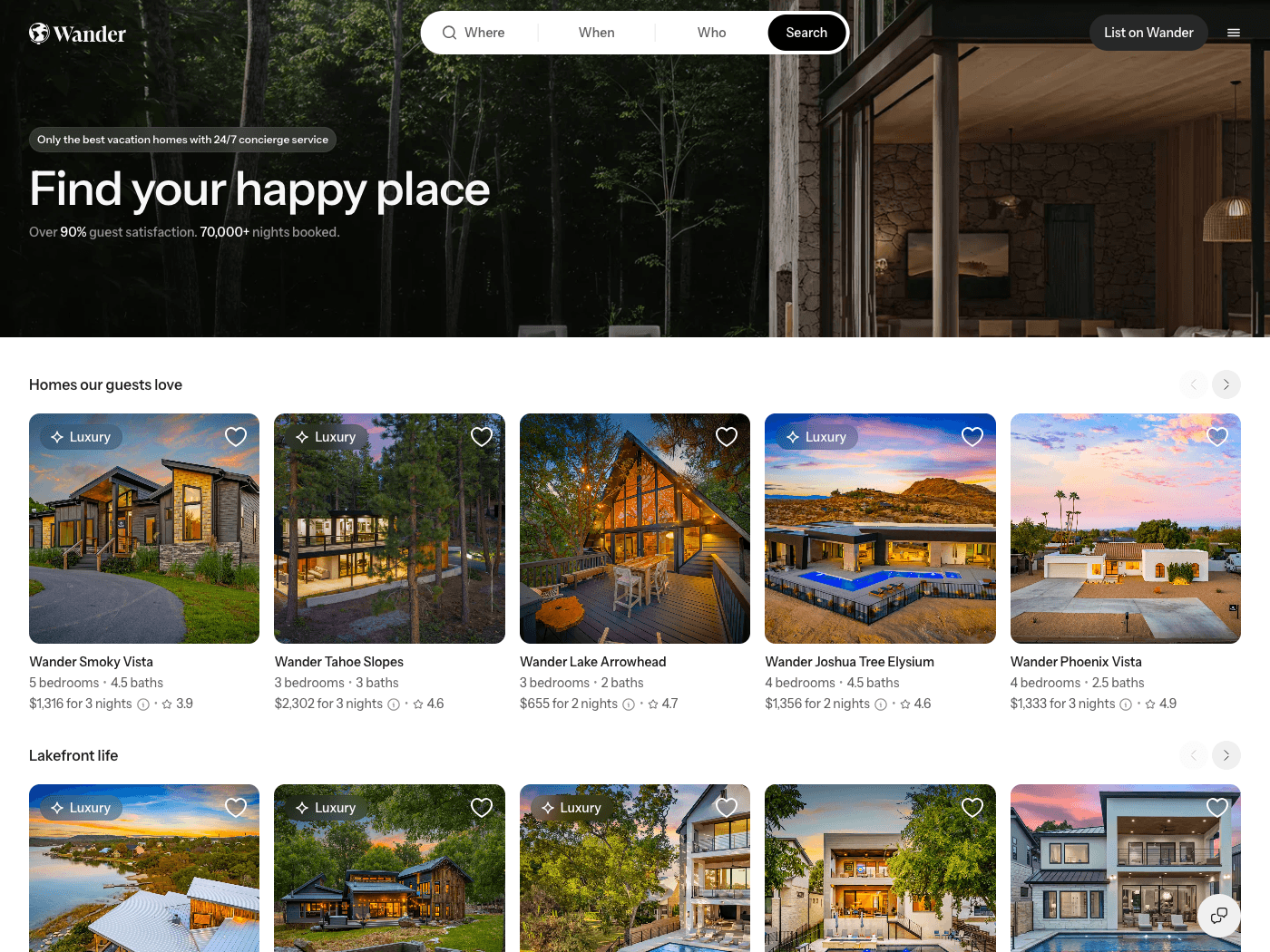 Wander website screenshot